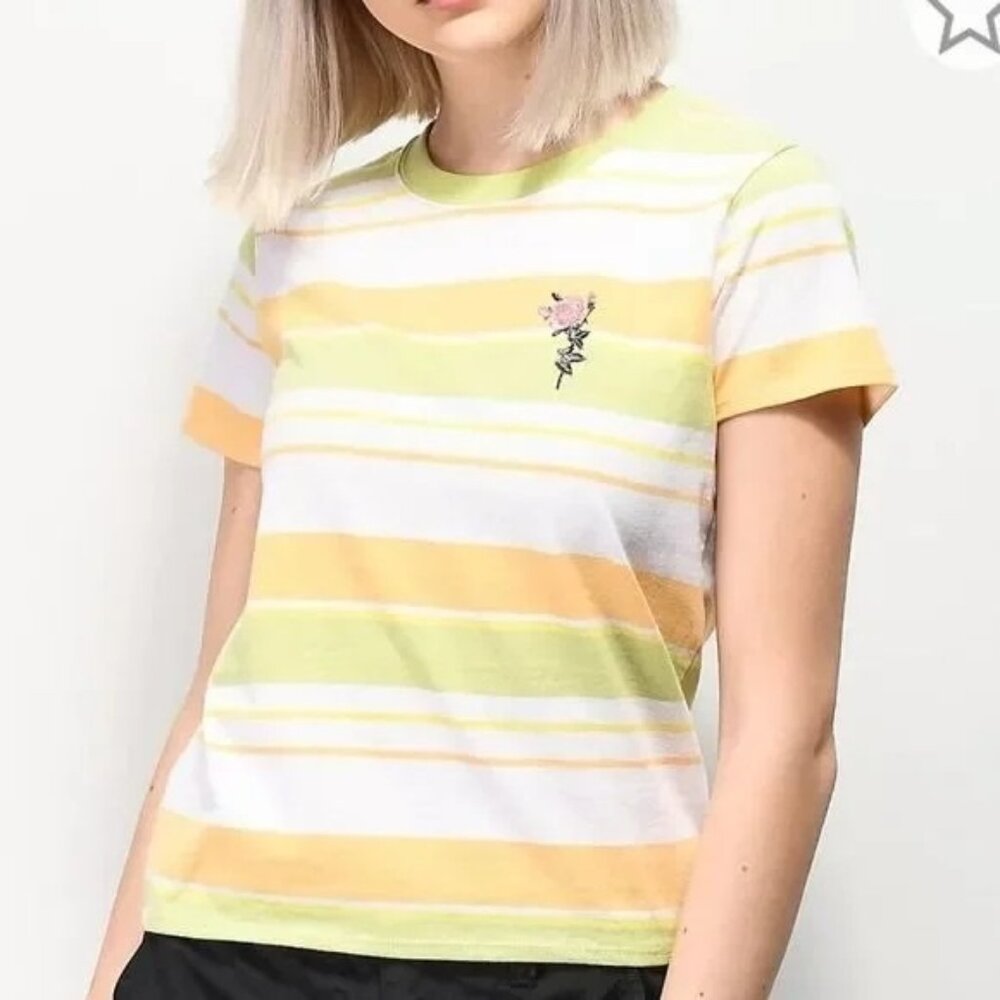 Revolve BSR Samii Ryan Pastel Striped Baby Tee T-shirt - Small